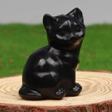Crystal Cat Figurines – Hand-Carved Natural Stone Animal Cats Figures for Chakra