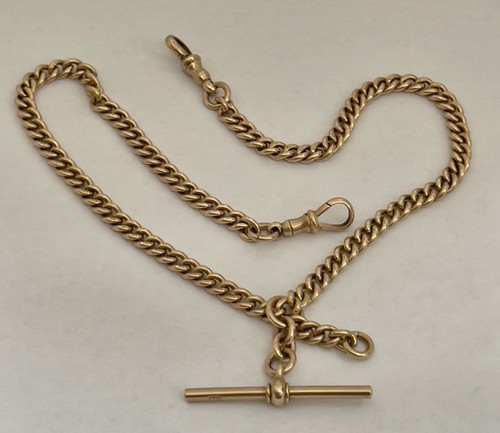 Antique 9ct rose gold albert - antique,