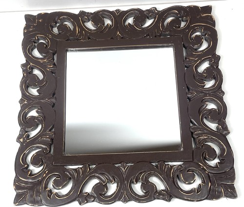 Vintage wooden carved mirror - vintage,