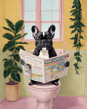 French Bulldog on Toilet Metal