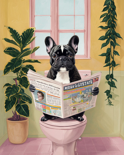 French bulldog toilet metal - french,