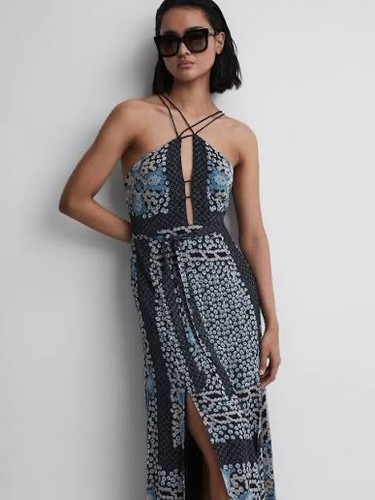Reiss blue patterned midi - reiss,