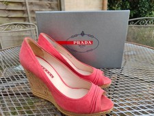 Prada Authentic Womens Suede coral wedges high eu 38 UK 5 shoes Calzature Donna