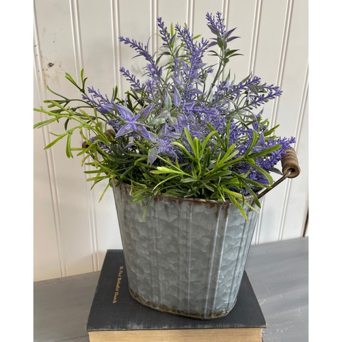 Galvanized metal oval bucket - galvanized,