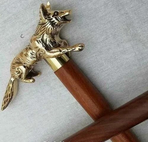Antique walking stick with - , fox
