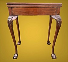 Handsome Vintage Carved Mahogany Card Table / Hall Table