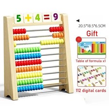 Wooden Abacus for Kids 10-Row Counting Toy with Beads Sticks Alphabet Cards Gift