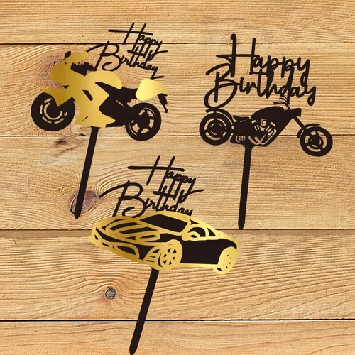 Motorbike cake topper acrylic - motorbike,