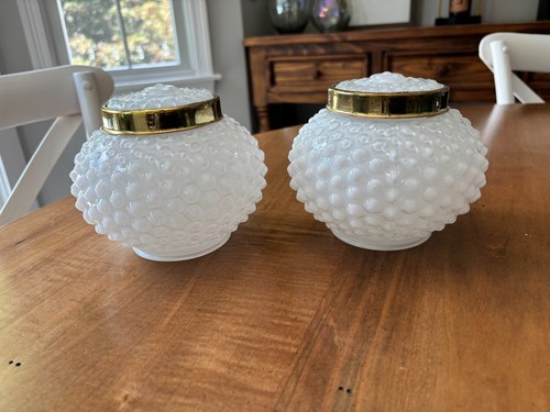Sett vintage hobnail milk - of,