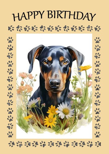 Doberman dog birthday card - dog,