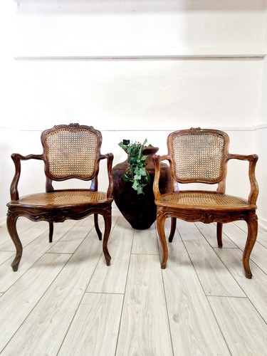 Antique french cane armchairs - antique,
