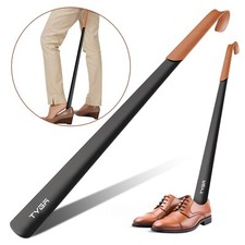TYGA Metal Shoe Horn  58cm Extra Long Handled Shoehorn With Leather Handle Strap