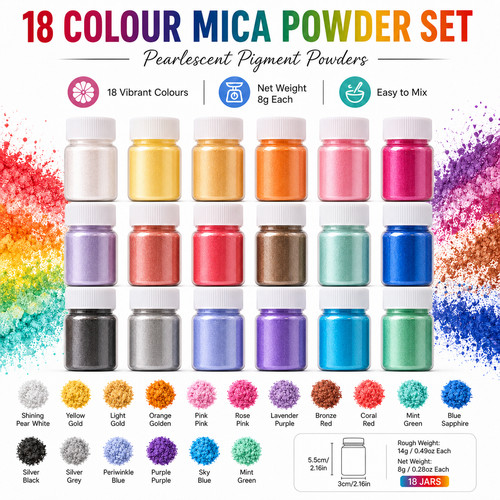 Colour mica powder set - 18, 8g