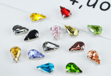 50 Pcs / 6 x 10mm / Sew On Crystal Teardrop Rhinestone Crystal Bead S19S