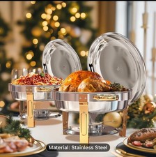 Chafing Dish Buffet Set, 5 Qt 2 Pack, Stainless Steel Chafer With 2 Full Size Pa
