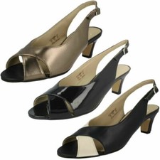 Ladies Equity Smart Wide Fit Buckle Heeled Leather/Patent Sandals Suzy