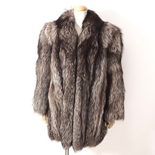 Excellent Silver Fox Fur Luxury Coat Soft Beautiful Gray Women's L