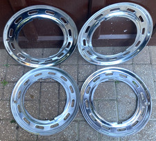 Vintage Classic Car Wheel Trim Embellishers Set of 4 Marked F6A 14 inch dia.