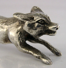 ENGLISH SILVER PLATED RUNNING FOX FIGURE c1940s ANIMAL 77g HUNTING SHOOTING