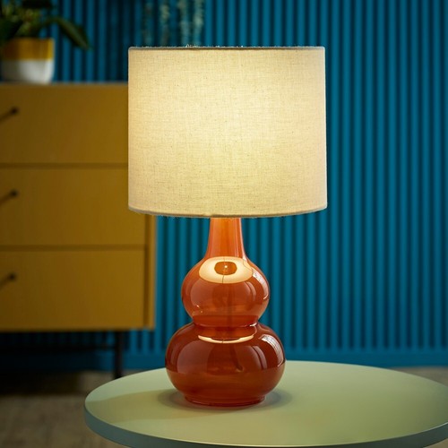 Burnt orange glass table - table, lamp