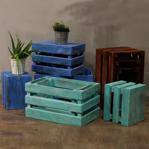 Set wooden crates storage - of,
