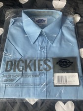 DICKIES VINTAGE PILOT SHIRT 15.5" LIGHT BLUE SHORT SLEEVE BNWT COTTON MIX