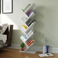 Tree Bookshelf Small Bookcase Wood Book Storage Rack Freestanding Home Decor NEW