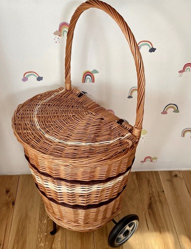 Wicker shopping trolley - shopping,