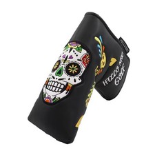 Black Golf Putter Cover Blade Putter Headcover Skull Magnetic Putter Head Cover