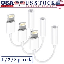 3 Pack For iPhone Headphone Jack Adapter 3.5mm Aux Cable Earphone Cord Converter