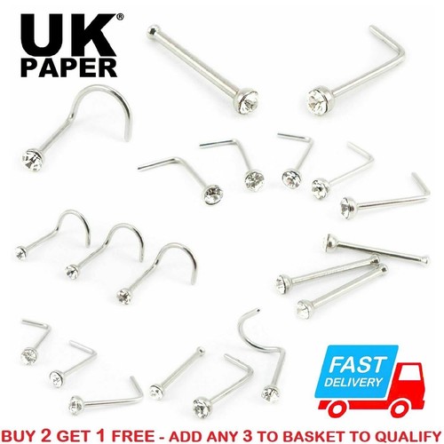 New silver nose stud straight - new,