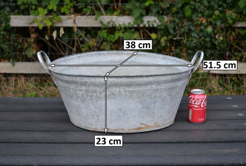 Old galvanised washing bowl - washing,