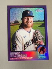 Corbin Burnes 2022 Topps Heritage PURPLE HOT BOX CHROME REFRACTOR Brewers #15