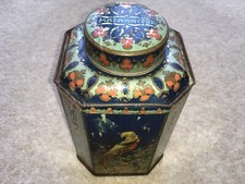 SCARCE C1910 MAZZAWATTEE TEA CADDY TIN WITH ORIENTAL PHEASANT IN TREE PICTURE