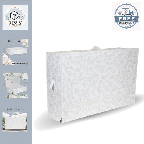 White floral wedding dress box - white,