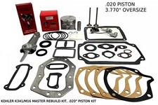 .020" ENGINE MASTER REBUILD KIT FITS KOHLER K341, M16 VALVES GASKET SET WITH ROD