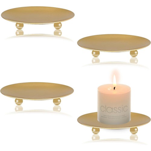 Pillar candle holders gold - 4x,