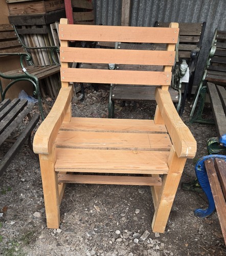 Wide seat wooden garden chair - wooden,