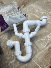 Cooke & Lewis Kitchen Sink Waste Trap  Space Saver Twin Spigot Dishwasher 1 1/2"