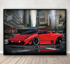 Lamborghini Countach Wall Art Print Sports Car Bedroom Poster Gift A4 Framed