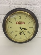 Vintage Grants Whisky Wall Clock 30cm Wide Man Cave Home Bar Collectors