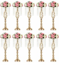 10pcs Elegant Gold Crystal Wedding Centrepieces Dinner Party Decor Table Stands