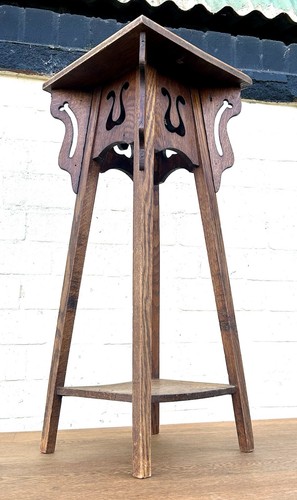 Art nouveau oak jardinière - art,