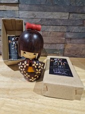 Kokeshi Wooden Doll Happy Kimono  Japanese Figure - Boxed - Been on Display.