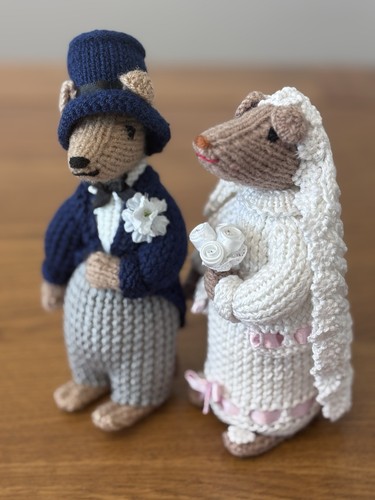 Hand knitted mice wedding - knitted,