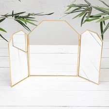 Gold Triple Tri-Fold Vanity