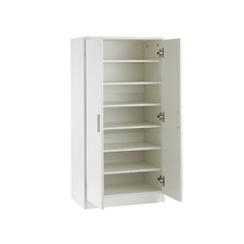 Shoe Storage Cabinet White with Doors 5 Shelf, Extra Deep Holds Size 13 Shoes