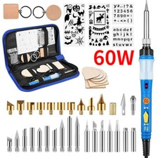 Wood Burning Pyrography Pen Tool Kit 60W 220V Craft Soldering Iron Gun Tips Set