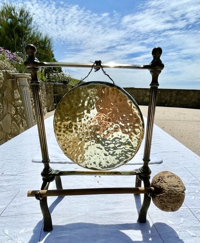 Antique brass gong - antique, hammer
