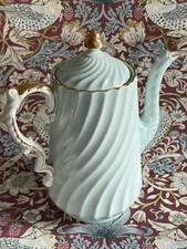Aynsley Coffee Pot Duck Egg Blue/pale Blue Swirl H19cms Slight Blemish. No Chips